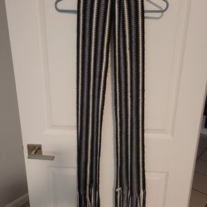 Black and Gray Striped Knitted Scarf